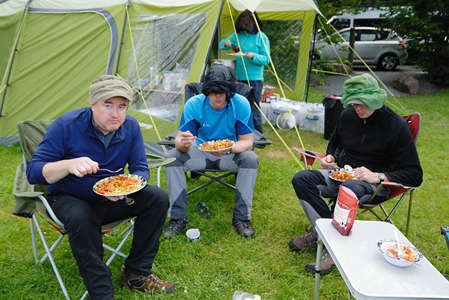 DofE Camp Meal with midge protection
